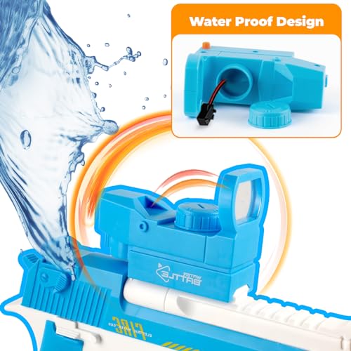 Water Gun for Boys Girls 3-6 Years, Water Squirt Toy with 425cc Drum Electric 32 FT Range Water Blaster Summer Outdoor Toy for Kids Age 5 6 7 8 Year Old (Blue)