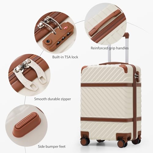 Coolife Luggage Set Suitcase Carry On Luggage PC Hardshell Luggage TSA Lock Spinner Wheels Telescopic Handle