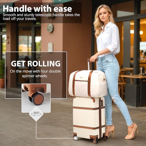 Coolife Luggage Set Suitcase Carry On Luggage PC Hardshell Luggage TSA Lock Spinner Wheels Telescopic Handle