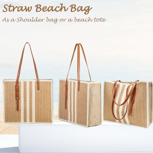 YIKOEE Large Straw Tote Bag: Summer Straw Handbags for Vacation