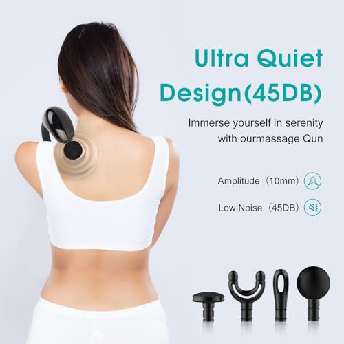 ETOU Handheld Massager Gun with Upgraded Extension Handle, Back Massager, Muscles/Neck/Shoulders/Waist/Legs Massager Portable for Pain Relief, 4 Massage Heads & 5 Speed Levels