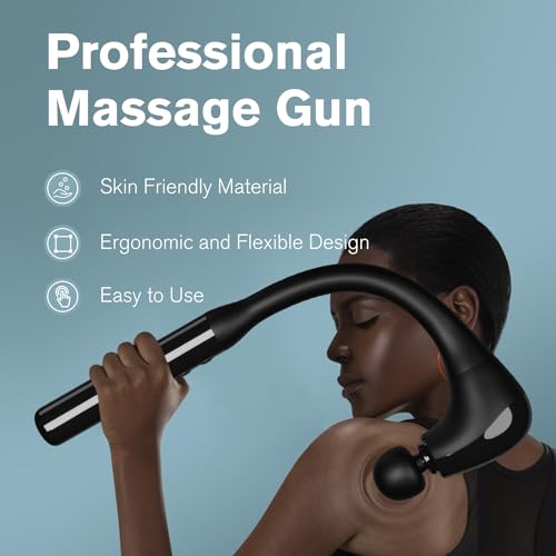 ETOU Handheld Massager Gun with Upgraded Extension Handle, Back Massager, Muscles/Neck/Shoulders/Waist/Legs Massager Portable for Pain Relief, 4 Massage Heads & 5 Speed Levels