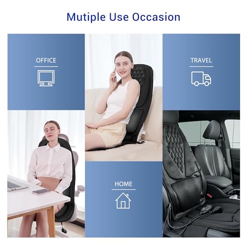 Back Massager with Heat, 3D Lumbar Support Massage Chair Pad, Chair Massage Seat Cushion with 8 Vibration Motors, Full Back Massage for Home, Office Use, Gifts for Men Women