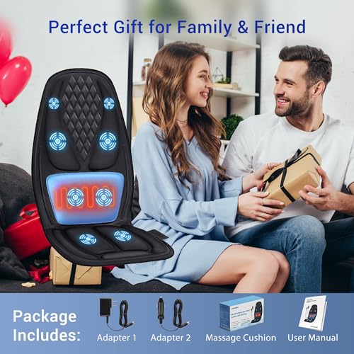 Back Massager with Heat, 3D Lumbar Support Massage Chair Pad, Chair Massage Seat Cushion with 8 Vibration Motors, Full Back Massage for Home, Office Use, Gifts for Men Women