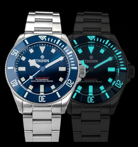 Thorn Watches for Men 39mm Titanium Dive Watch PT5000 Automatic Mechanical Sapphire Crystal Luminous 200M Water Resistant, SHY036 Blue