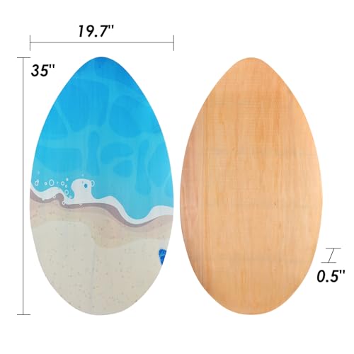 seething 35 Inch Skimboard with High Gloss Coat Wood Skim Board for Beginners,Kids, Teenagers, Adults and All Skimming