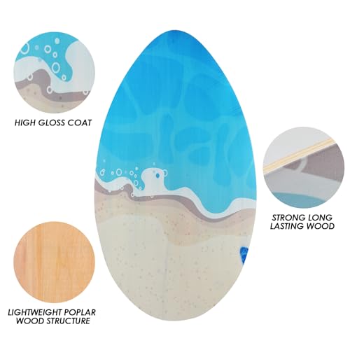 seething 35 Inch Skimboard with High Gloss Coat Wood Skim Board for Beginners,Kids, Teenagers, Adults and All Skimming