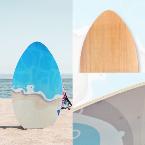 seething 35 Inch Skimboard with High Gloss Coat Wood Skim Board for Beginners,Kids, Teenagers, Adults and All Skimming