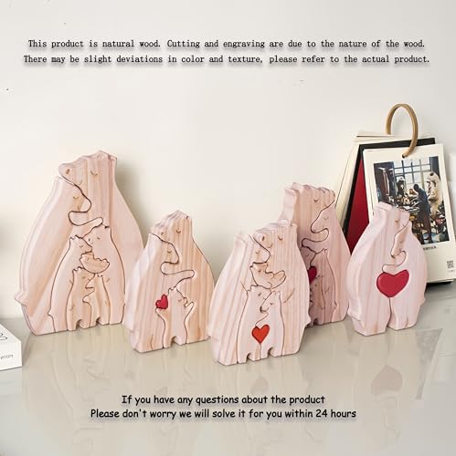 Custom Wooden Bears Family Puzzle with 2-8 Family Name - Family Decor for Mom Unique Wooden Decor Gift for Mom and Dad Mother's Day Father's Day Jigsaw Puzzles (Bear Jigsaw Puzzle)