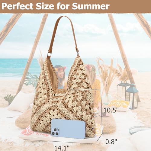 YIKOEE Straw Hobo Bag for Women Woven Beach Tote Bag 2024