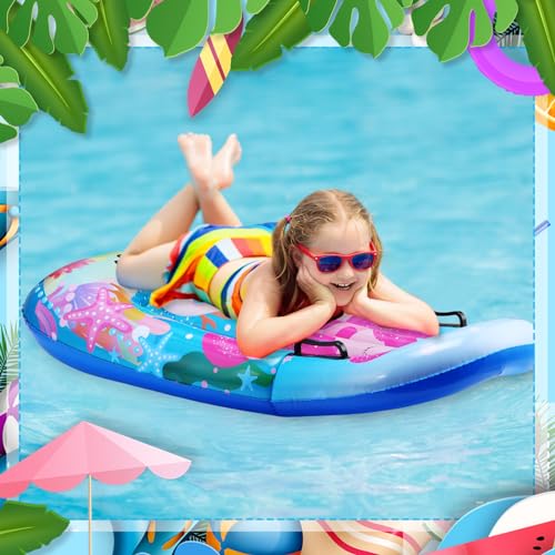 Inflatable Surfboard Kids Inflatable Board with Handles Inflatable Board for Kids Shark Mermaid Turtle Octopus Pool Floating Surfboard for Kids Summer Pool