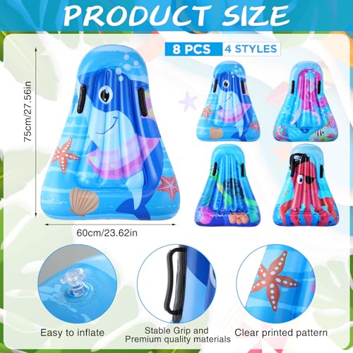 Inflatable Surfboard Kids Inflatable Board with Handles Inflatable Board for Kids Shark Mermaid Turtle Octopus Pool Floating Surfboard for Kids Summer Pool