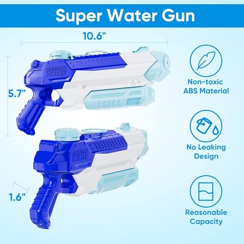 Water Gun, Water Guns for Adults & Kids, 4 PCS 300CC Long Range High Capacity for Water Guns, Water Toys, Water Blaster, Swimming Pool Beach Outdoor Summer Fun Party Games, Gifts for Boys and Girls