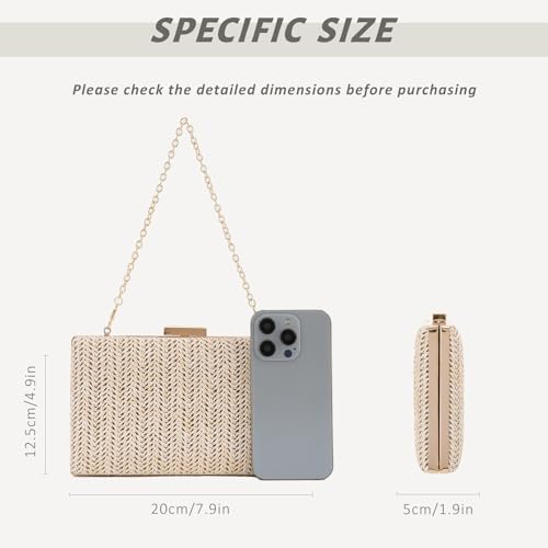 Straw Clutch Purse Raffia Rattan Summer Woven Beach Handbags for Women Vacation Travel 2024