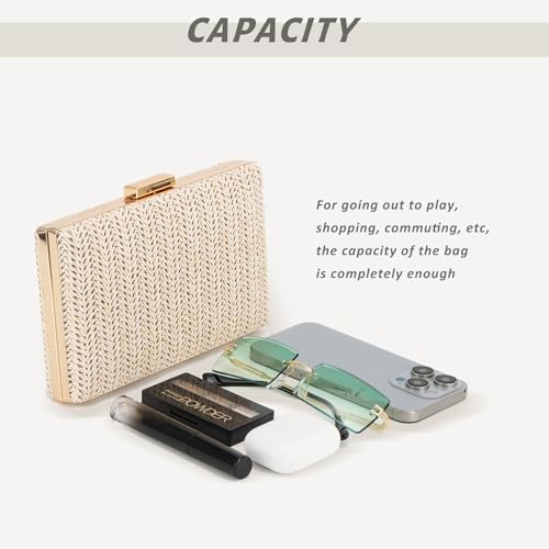 Straw Clutch Purse Raffia Rattan Summer Woven Beach Handbags for Women Vacation Travel 2024