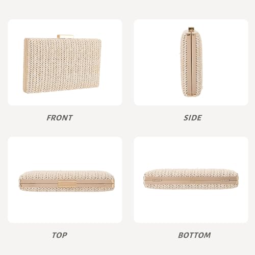 Straw Clutch Purse Raffia Rattan Summer Woven Beach Handbags for Women Vacation Travel 2024