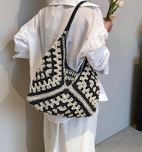 Straw Hobo Bags for Women Straw Tote Bag Stylish Summer Beach Shoulder Bag Designer Hand-woven Bag for Travel 2024