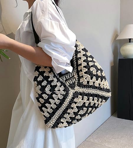 Straw Hobo Bags for Women Straw Tote Bag Stylish Summer Beach Shoulder Bag Designer Hand-woven Bag for Travel 2024