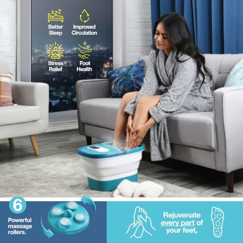 Foot Spa With Heat And Massage Electric Rotary Massage Includes A Remote Control A Pumice Stone Collapsible Foot Spa With Heat And Massage Bubbles and Vibration 24 Motorized Shiatsu Massage Balls