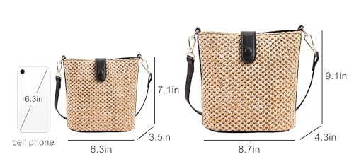 Straw Beach Bags For Women Rattan Purse Summer Straw Cross-body Bag Raffia Handbag Purses Shoulder Bag Small Bucket Bag 2024