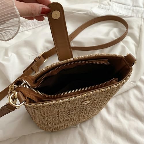 Straw Beach Bags For Women Rattan Purse Summer Straw Cross-body Bag Raffia Handbag Purses Shoulder Bag Small Bucket Bag 2024