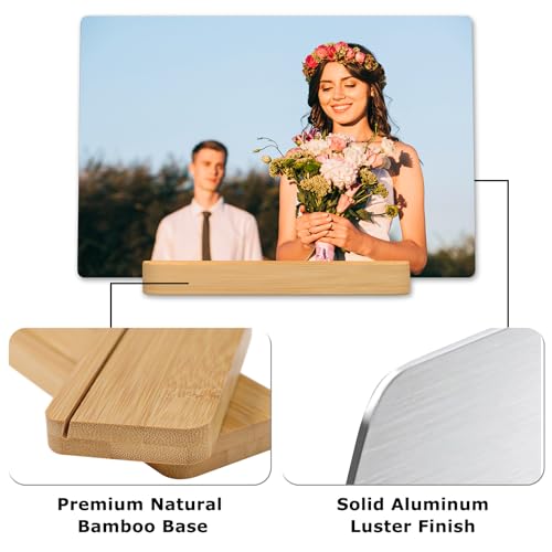 Custom Metal Photo Prints Customized Photo Gifts with Natural Bamboo Base,Personalized Picture Gifts Wall Art Ready to Hang by HD Printing Technology -Gift Wrapping Available-Same Day Pick up