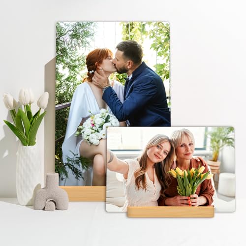 Custom Metal Photo Prints Customized Photo Gifts with Natural Bamboo Base,Personalized Picture Gifts Wall Art Ready to Hang by HD Printing Technology -Gift Wrapping Available-Same Day Pick up