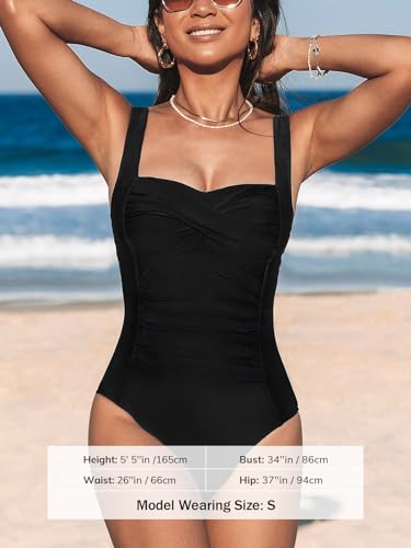 CUPSHE Women Swimsuit One Piece Tummy Control Wrapped Bathing Suit with Full Coverage