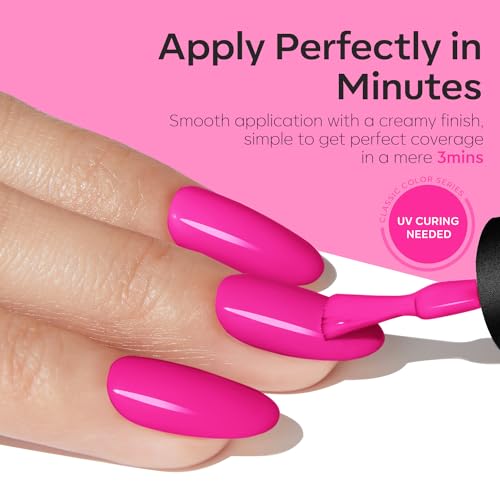 modelones Hot Pink Gel Nail Polish, 15ml Bright Pink Nails Gel Soak Off LED Nail U V LED Lamp Summer Gel Polish Nail Art Manicure Salon DIY Home Solid Gel 0.5Oz Gel Gift for Women