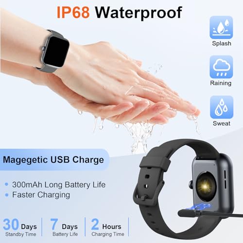 Smart Watch(Answer/Make Calls), 1.96" HD Smartwatches for Men Women, Fitness Tracker with Heart Rate SpO2 Sleep Monitor, Pedometer, 100+ Sport Modes, IP68 Waterproof, Activity Tracker for iOS Android