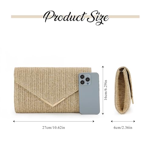 Straw Clutch Purse Raffia Rattan Summer Evening Bag Woven Beach Handbags for Women Wedding Vacation Travel Party 2024