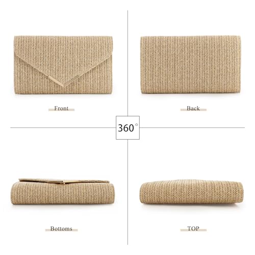 Straw Clutch Purse Raffia Rattan Summer Evening Bag Woven Beach Handbags for Women Wedding Vacation Travel Party 2024