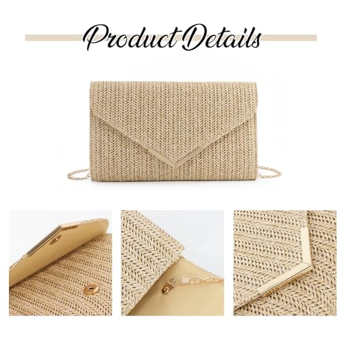 Straw Clutch Purse Raffia Rattan Summer Evening Bag Woven Beach Handbags for Women Wedding Vacation Travel Party 2024