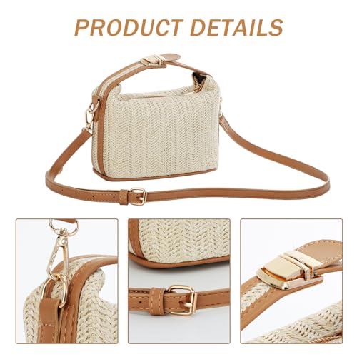 Straw Woven Crossbody Bag Purse for Women,Small Raffia Tote Tote Handbags Clutch for Summer Beach Vacation 2024