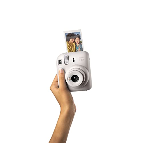 Fujifilm Instax Mini 12 Instant Camera Bundle with Fujifilm Instax Mini Instant Film Value Pack (60 Sheets) with Accessories Including Protective Case, Strap, Photo Album (Clay White)