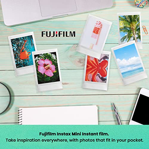 Fujifilm Instax Mini 12 Instant Camera Bundle with Fujifilm Instax Mini Instant Film Value Pack (60 Sheets) with Accessories Including Protective Case, Strap, Photo Album (Clay White)