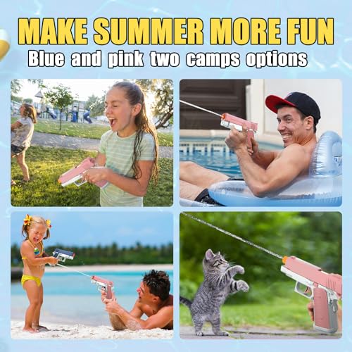 2 Pack Water Gun for Kids - Squirt Guns Water Blaster Soaker 100CC Capacity Water Pistol Toys for Boys Girls Toddlers, Ideal Summer Gifts for Swimming Pool Beach Outdoor Water Toys (Pink Blue)