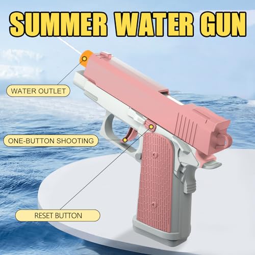 2 Pack Water Gun for Kids - Squirt Guns Water Blaster Soaker 100CC Capacity Water Pistol Toys for Boys Girls Toddlers, Ideal Summer Gifts for Swimming Pool Beach Outdoor Water Toys (Pink Blue)