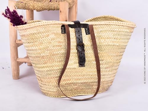 Elegant Beach Bag & Travel Tote Bags For Women - Versatile Straw Bag Tote Bag For Vacation - Picnic Basket, Beach Bag Tote & Flower Girl Basket - Women's Fashion Accessory, French Basket Bag (Brown)