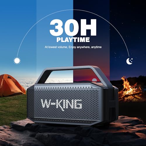 W-KING Bluetooth Speaker, 80W PEAK IPX6 Waterproof Loud Portable Bluetooth Speaker Wireless with 2 Full-Range Drivers/Rich Bass,2 Pairing/30H/U-Disk/TF Card/AUX/EQ, Party Boombox Outdoor Large Speaker