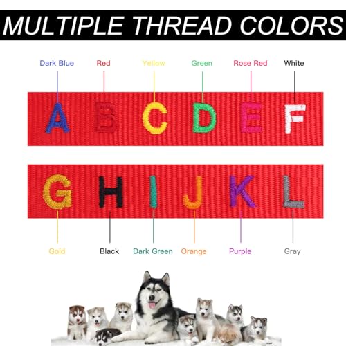 Custom Dog Collar - Handmade Embroidered,Soft Neoprene Padded Breathable Nylon Personalized Reflective Dog Collar - Adjustable Sizes for Small,Medium,Large,11 Dog Collar Colors