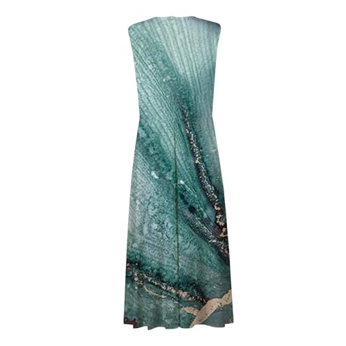 Summer Dresses for Women 2024, Marble Floral Print Deep V Neck Sleeveless Maxi Dress Trendy Flowy Beach Sundresses