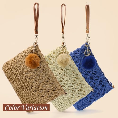 Straw Crossbody Bags Women Summer Woven Shoulder Purse Beach Wristlet Zipper