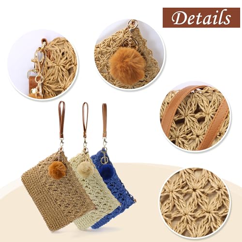 Straw Crossbody Bags Women Summer Woven Shoulder Purse Beach Wristlet Zipper