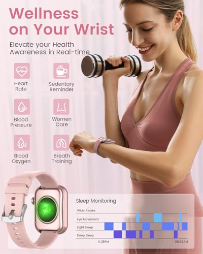 Smart Watches for Women,Fitness Tracker Smartwatch for Android Phones/iPhone Compatible,1.85" Womens Watch with Blood Pressure Monitor,Calls and Messages/Heart Rate/Sleep/Female Cycle(3 Watch Bands)