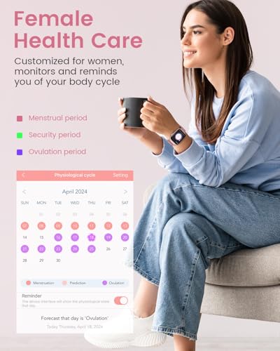 Smart Watches for Women,Fitness Tracker Smartwatch for Android Phones/iPhone Compatible,1.85" Womens Watch with Blood Pressure Monitor,Calls and Messages/Heart Rate/Sleep/Female Cycle(3 Watch Bands)