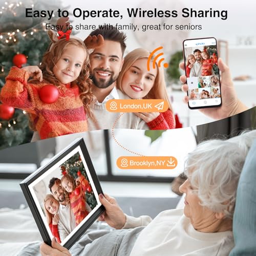 WiFi Digital Picture Frame 10 Inch Smart Digital Photo Frame Electronic with IPS Touch Screen, 16GB Storage, Auto-Rotate, Slideshow, Easy Setup to Share Photos or Videos via Free App from Anywhere