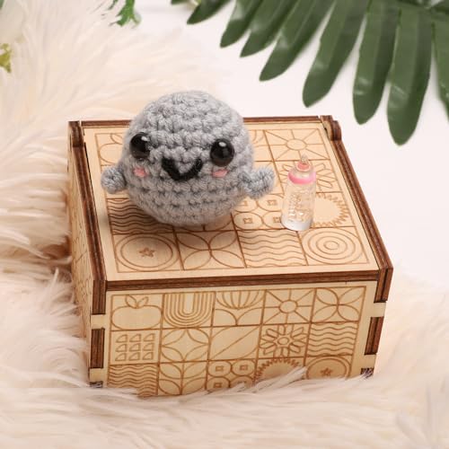 ARTINAEL Adopt a Desk Pet - Positive Mini Rock Friend: Cute Interactive Crochet Doll Companion for All Ages - Emotional Worry Buddy for Home or Office, Funny Novelty Gift Ideas.