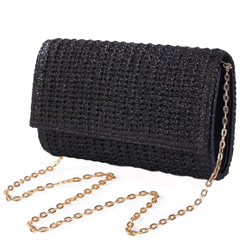 Straw Clutch Purse Shoulder Crossbody Bag Envelope Purse Raffia Handbag for Summer Beach Travel 2024 Trendy