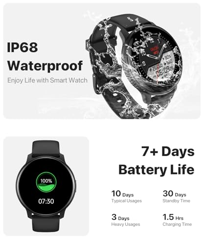 Smart Watch for Men Women Answer/Make Calls/Quick Reply, Samsung Android iPhone Compatible Fitness Tracker with 100+ Sport Modes, Heart Rate Blood Oxygen Sleep Monitor IP68 Waterproof Smartwatch